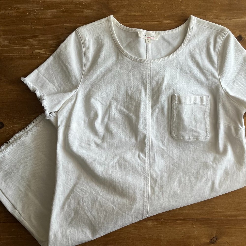 Two by Vince Camuto White Denim Shift Dress: M